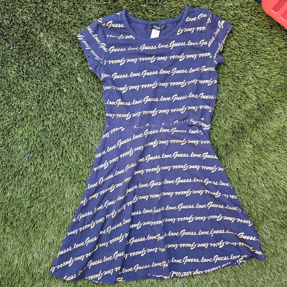 Guess Kids Navy and Gold Casual Dress